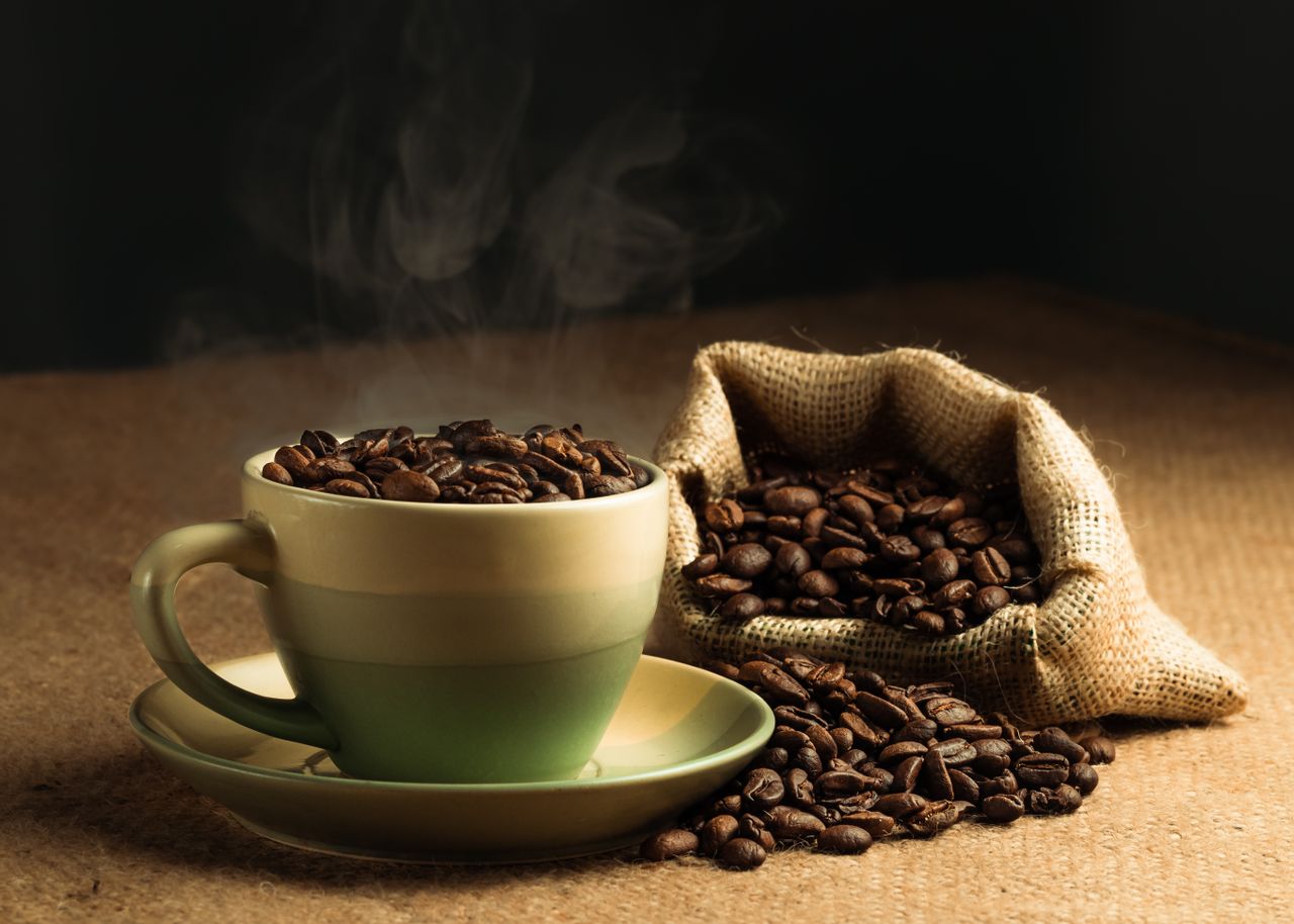 Burlap coffee sacks used in the coffee trade