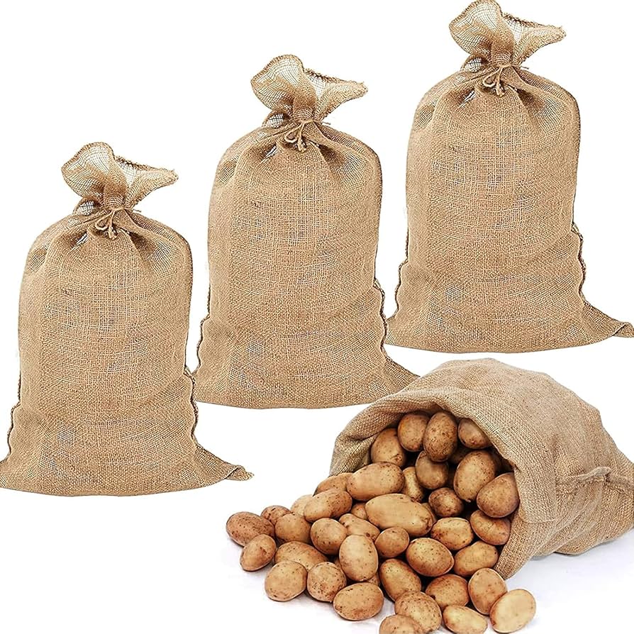 Burlap sacks used for grain and agricultural storage