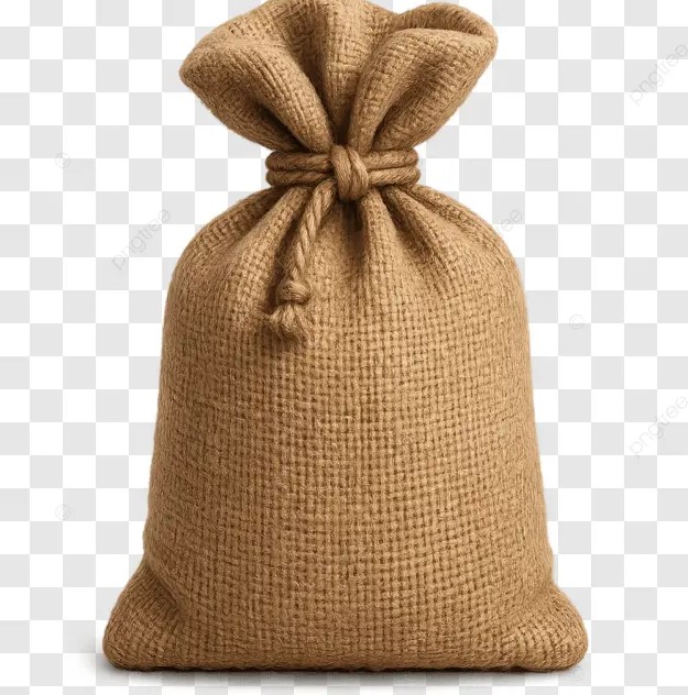 Burlap sacks stored properly in a dry ventilated warehouse