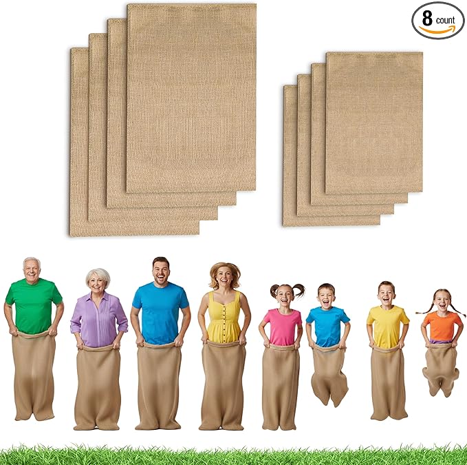 Stack of natural jute burlap sacks filled with grain